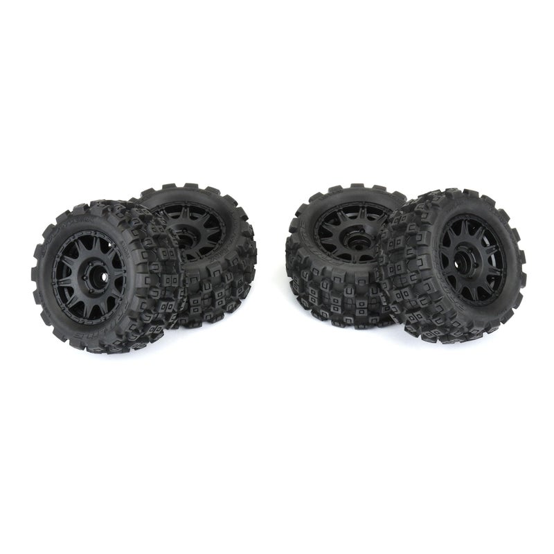 برو-لاين ريسينج إطارات شاحنات Pro-line Racing Badlands MX 1.85 بوصة لجميع التضاريس 4 مثبتة على عجلات سداسية سوداء مقاس 12 مم للجرانيت GROM 4x4 أمامي أو خلفي PRO1024110 - Image 4